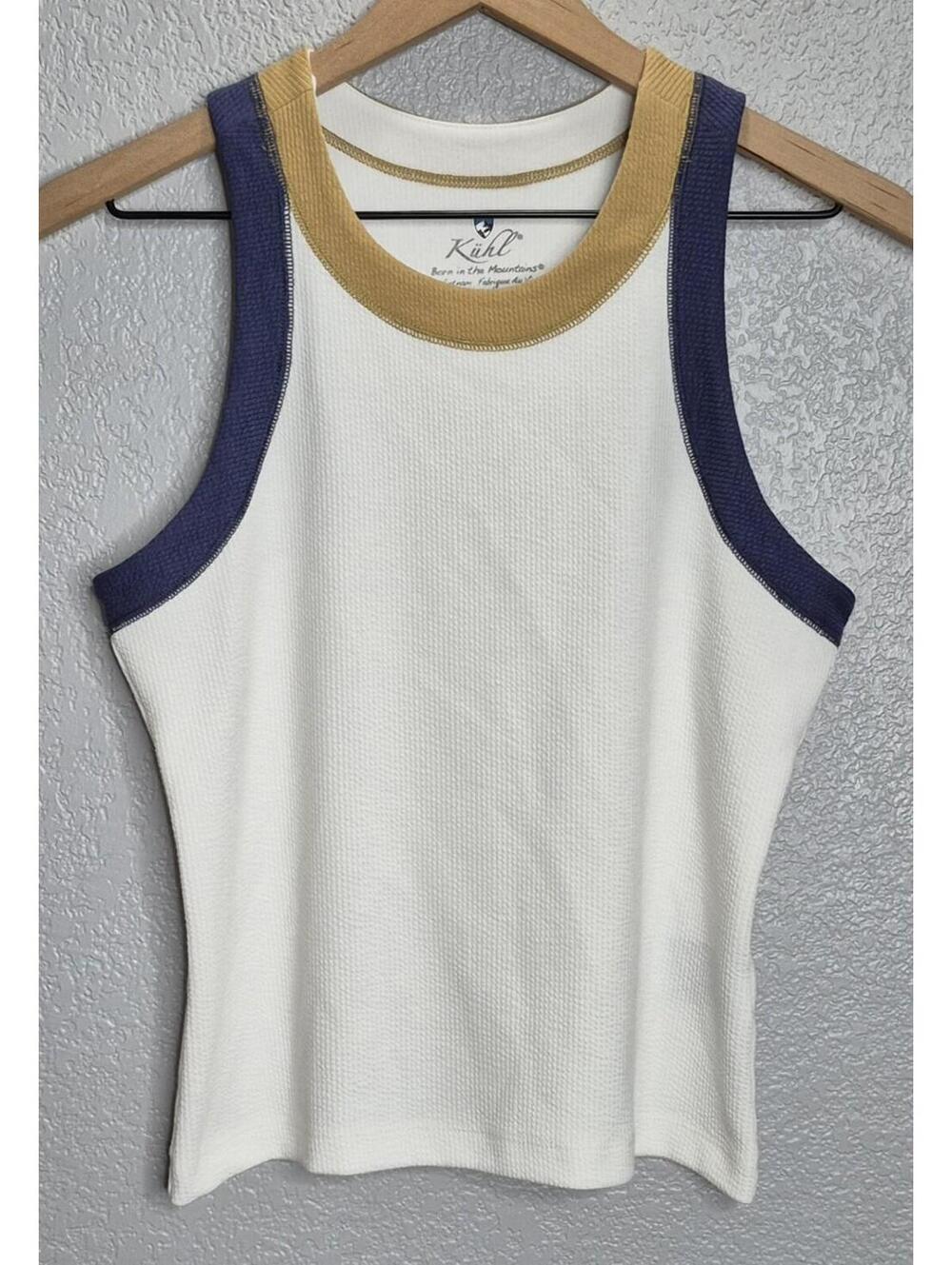 Kuhl Women’s Remi Waffle Knit Racerback Tank Top White Blue Gold Size Small... - Picture 3 of 10